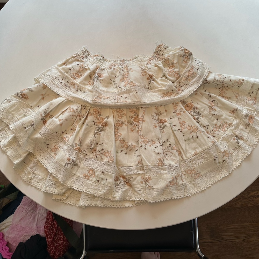 LoveShackFancy Floral Ruffle Mini Skirt